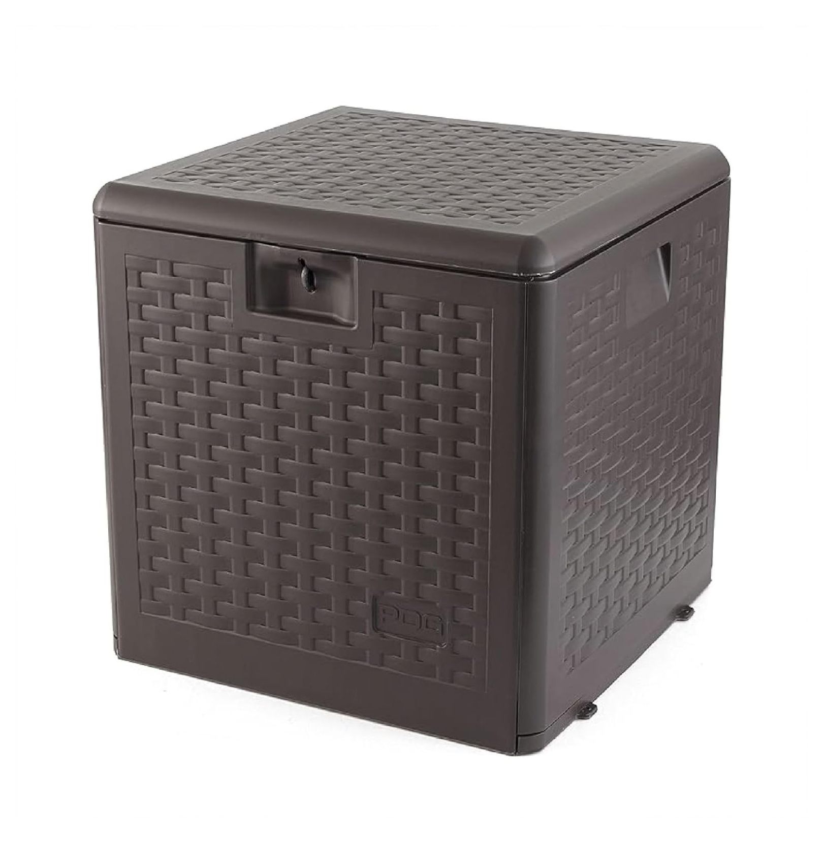 Outdoor Patio Storage Weatherproof Resin Lidded Lawn and Garden Organization Bin, 28 Gallon Capacity, Java Brown